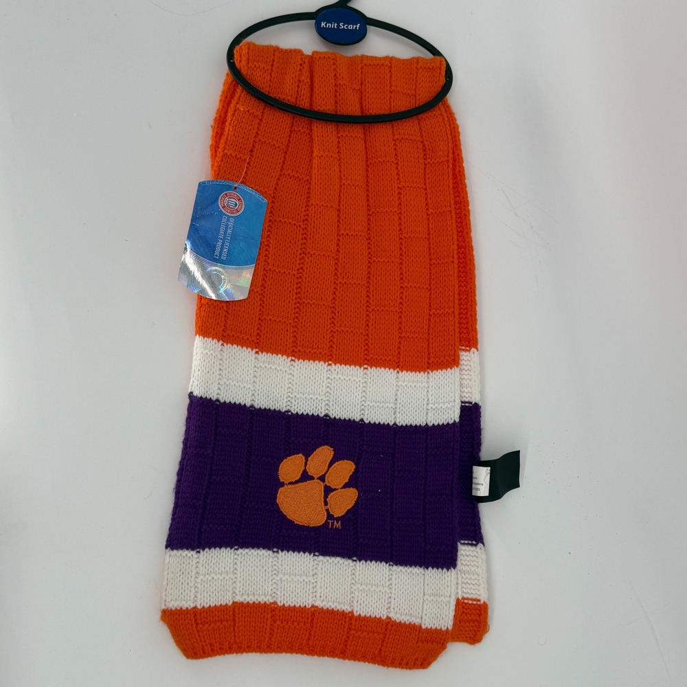 Clemson Tigersโ NCAA Knit Scarf Orange Purple White Little Earth Productions NEW